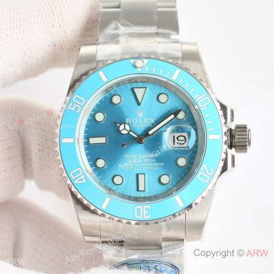 Super Clone Rolex Submariner Turquoise Limited Edition Watch Clean 3135 904L Stainless Steel